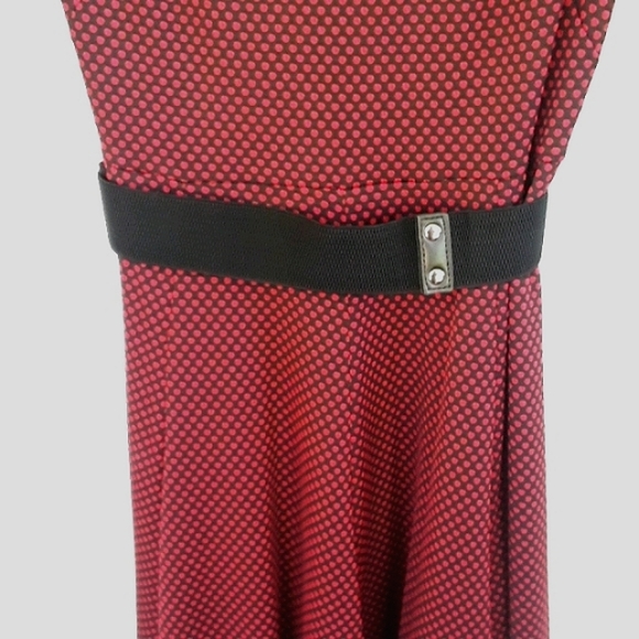 Danny & Nicole Short Sleeve Dots Fit & Flare Dress - Picture 4 of 8